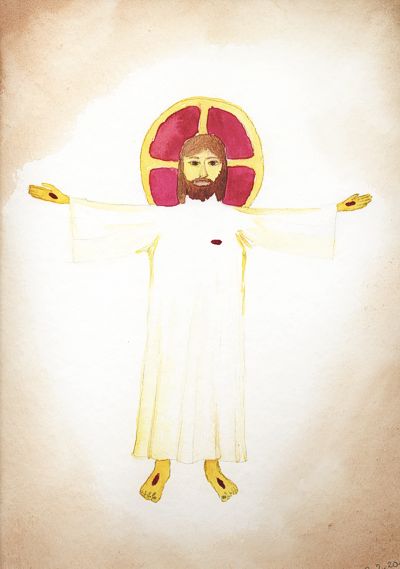 Auferstandener, Aquarell von Br. Johannes S. Estner OPR